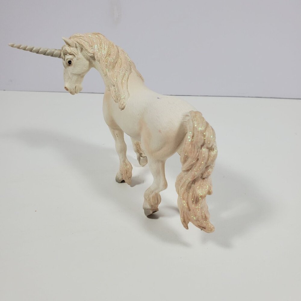 2004 Schleich White Unicorn Glitter Sparkle Mane And Tail Figurine 4 Inches - Picture 4 of 15